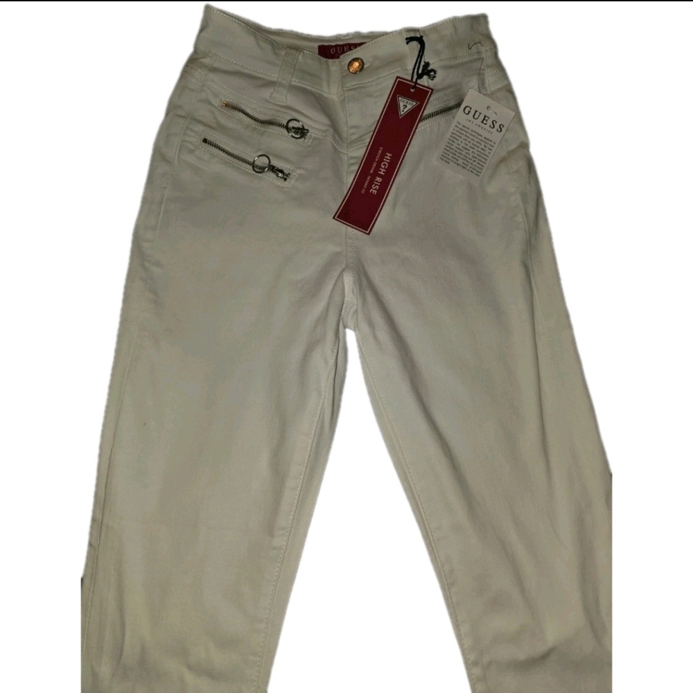 Guess Women's Atlas 3 zip skinny white wash Jeans Size 25 Vintage